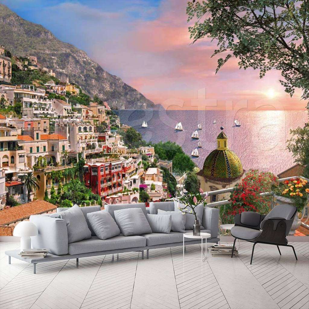 Фотообои в интерьере закат в италии  8-066 фото