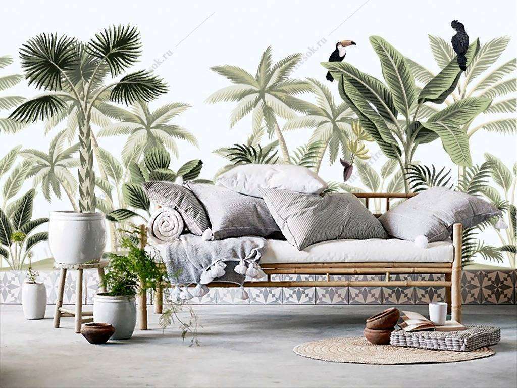 Фотообои в интерьере яркие тропики  12-650 фото
