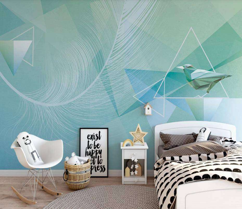 Фотообои в интерьере детские абстракция бирюзовая  15-360 фото