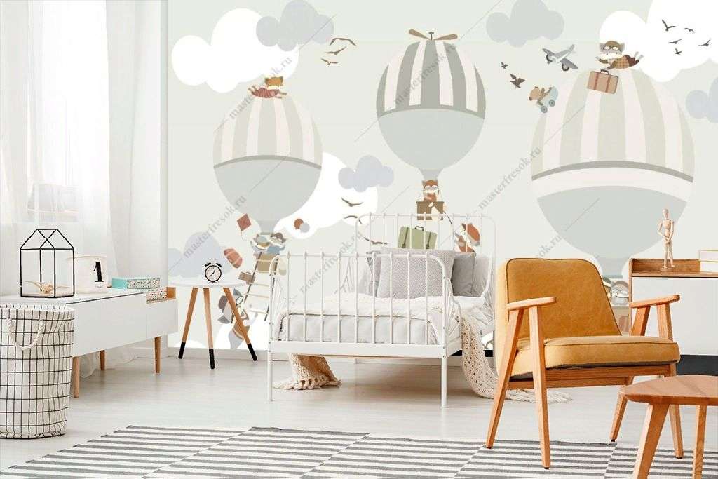 Фотообои в интерьере мультяшный воздушный шар  14-234 фото