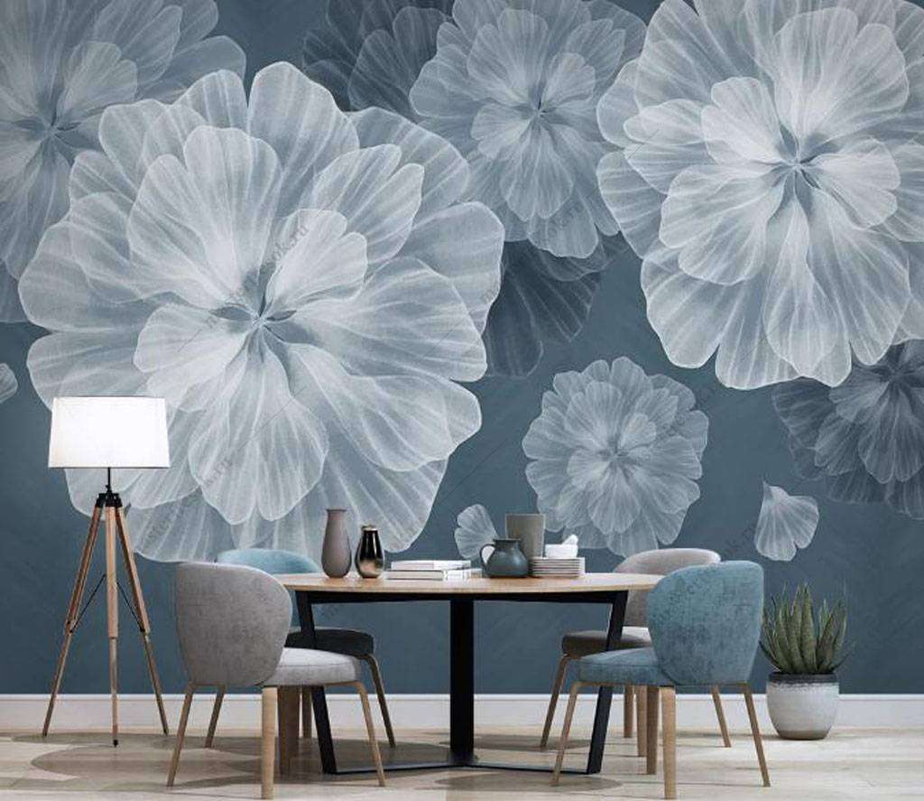 Фотообои в интерьере прозрачные цветы  16-123 фото