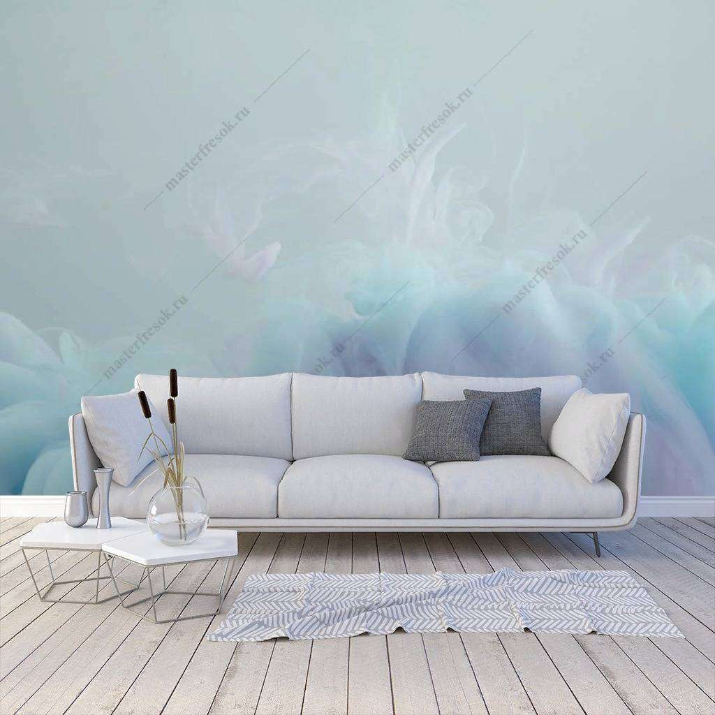 Фотообои в интерьере бирюзовый фон  9-1147 фото