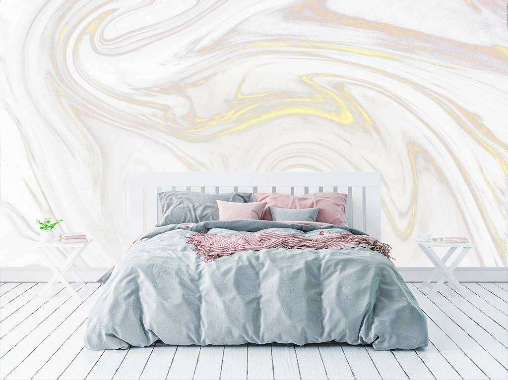 Фотообои в интерьере флюид арт - золотистый шелк  9-957 фото