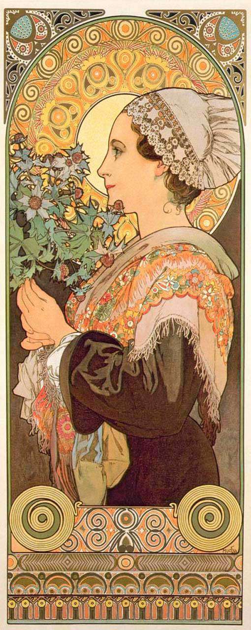 Фотообои в интерьере альфонс мариа муха – чертополох из песков  8-202 фото