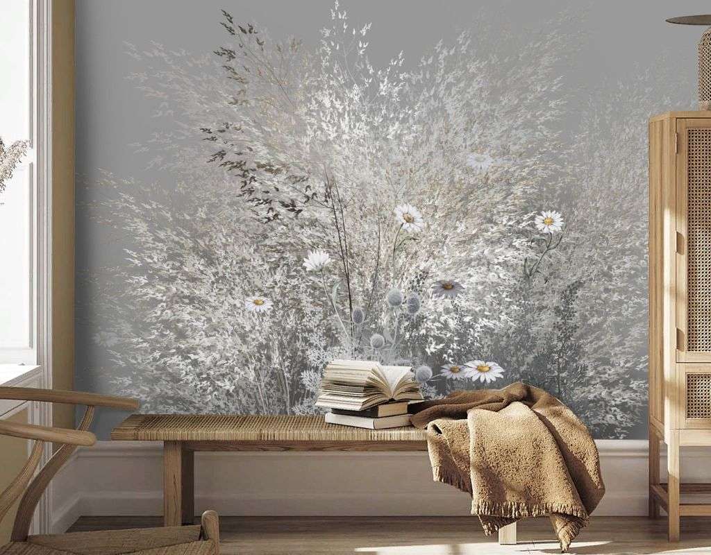 Фотообои в интерьере куст полевых цветов  13-686 фото