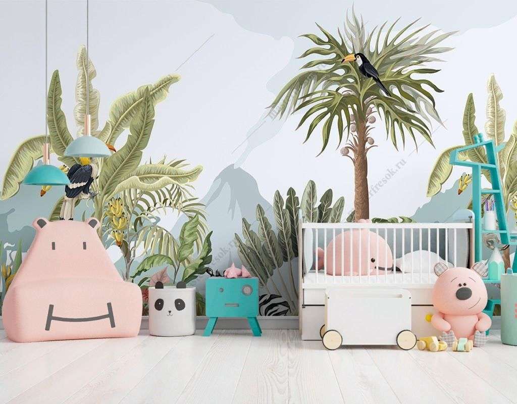 Фотообои в интерьере джунгли  14-567 фото