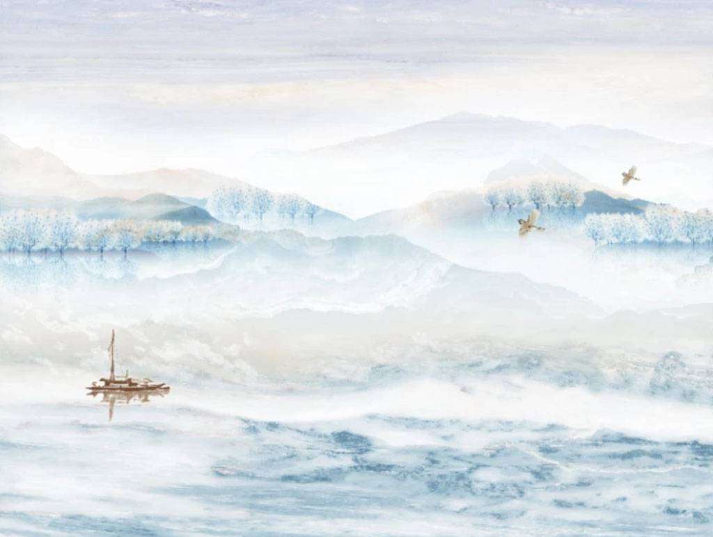 Фотообои в интерьере туман на озере  15-670 фото