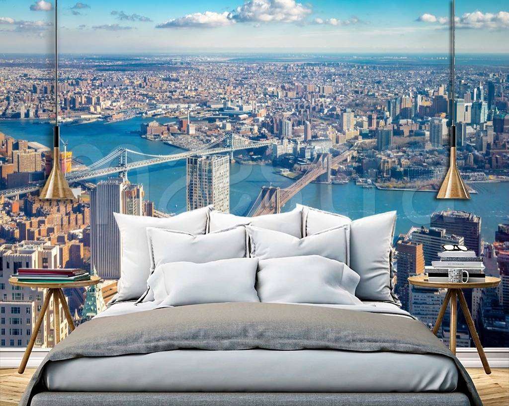 Фотообои в интерьере панорама сверху на нью йорк  9-840 фото