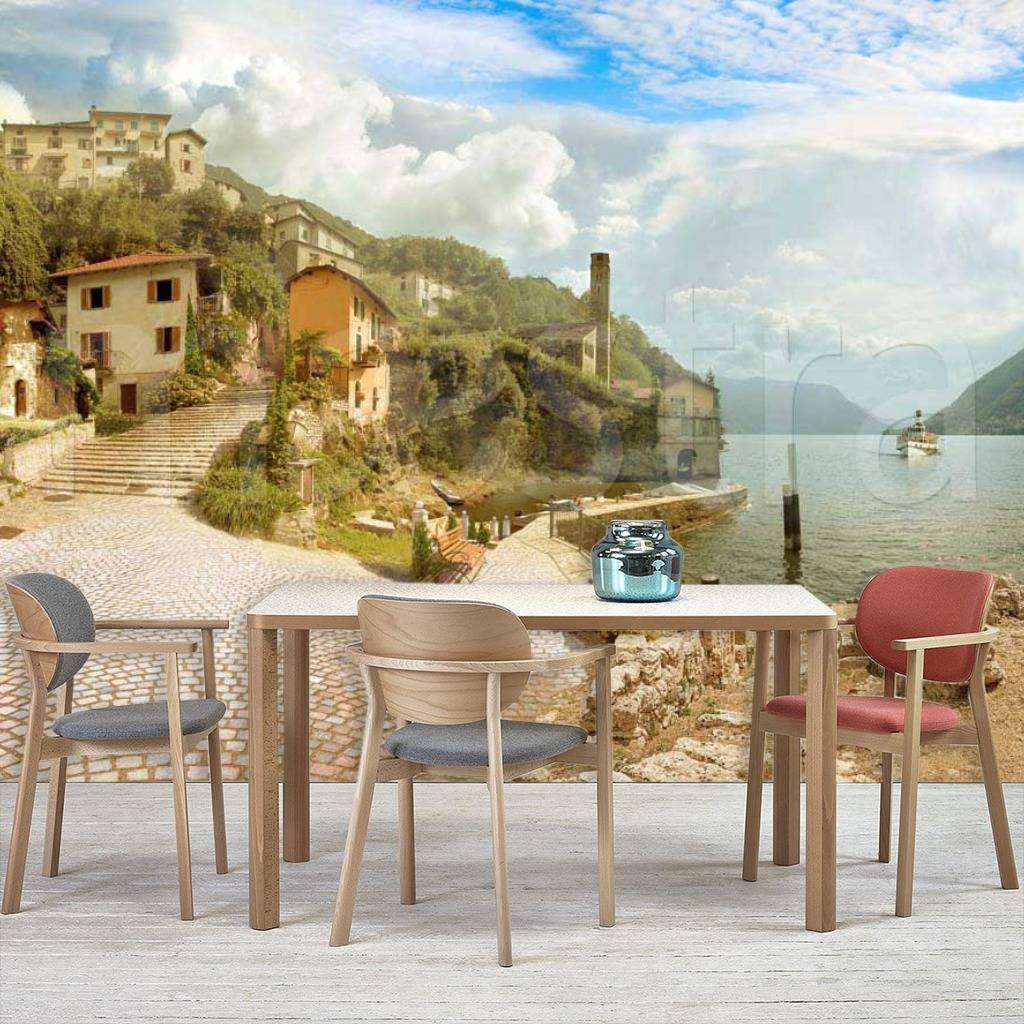 Фотообои в интерьере старинная площадь прибрежного города  7-081 фото