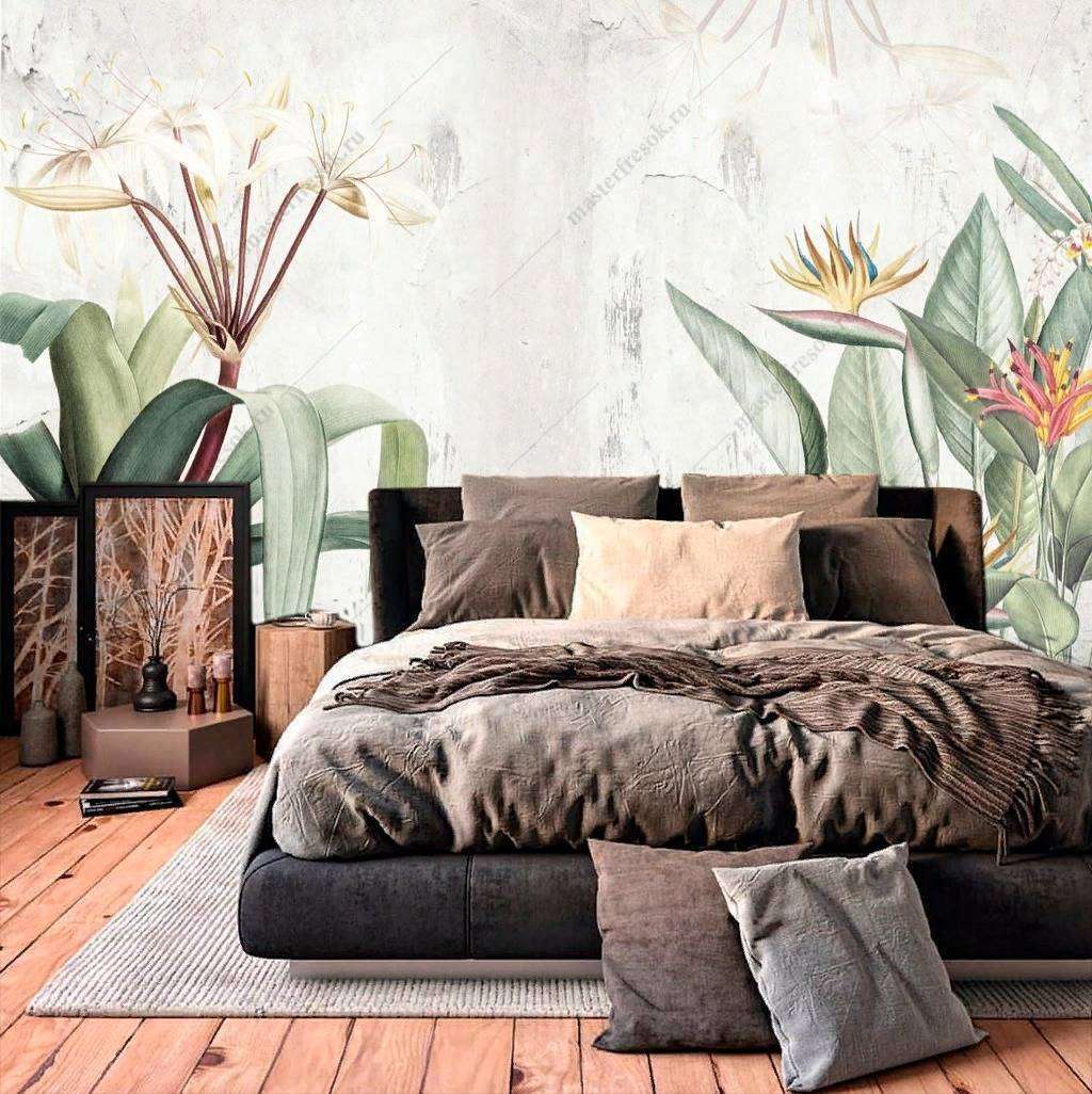 Фотообои Бесшовные обои на стену:  Тропические цветы. Артикул: 9-1137  