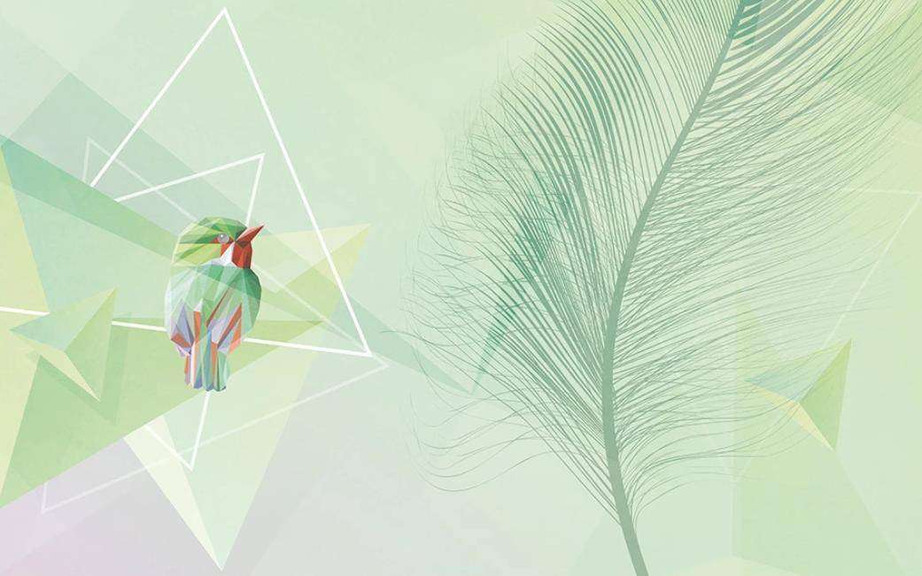 Фотообои в интерьере зеленое перо  15-363 фото