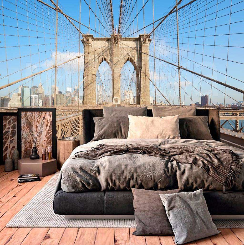 Фотообои в интерьере пешком по бруклинскому мосту  9-843 фото