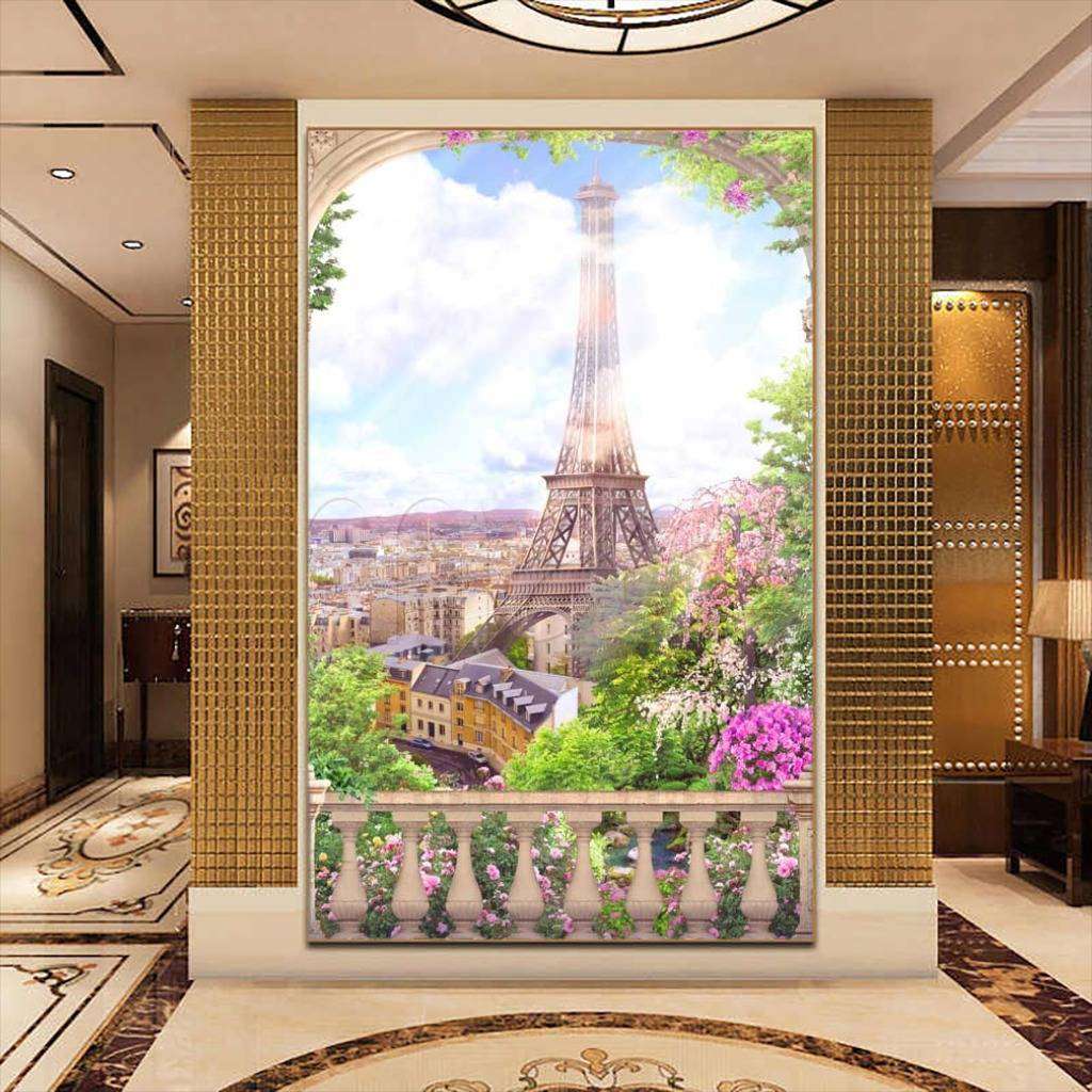 Фотообои Бесшовные обои на стену:  Эйфелева башня вид снизу. Артикул: 9-754  