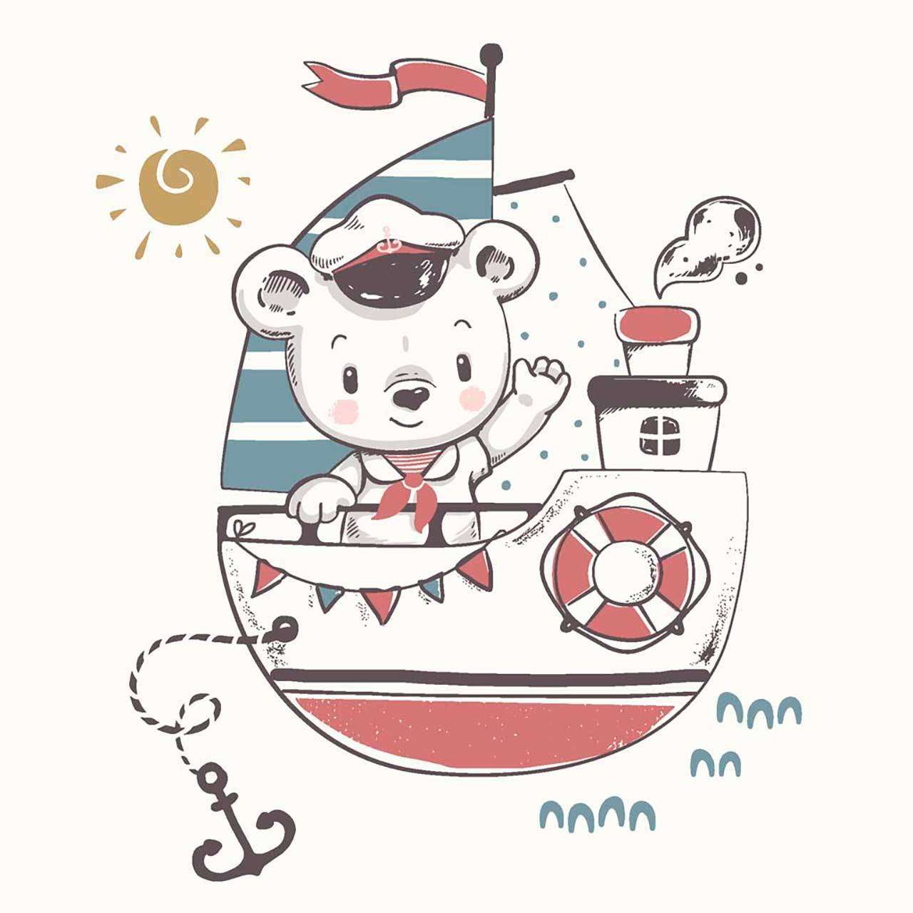 Фотообои в интерьере мишка на кораблике  9-230 фото