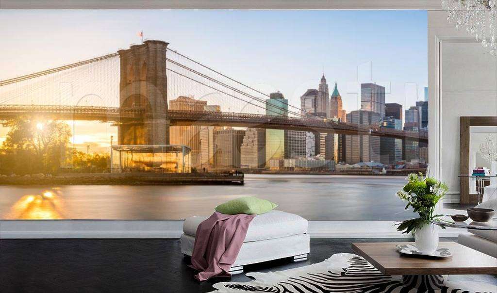 Фотообои в интерьере бруклинский мост панорама  9-833 фото