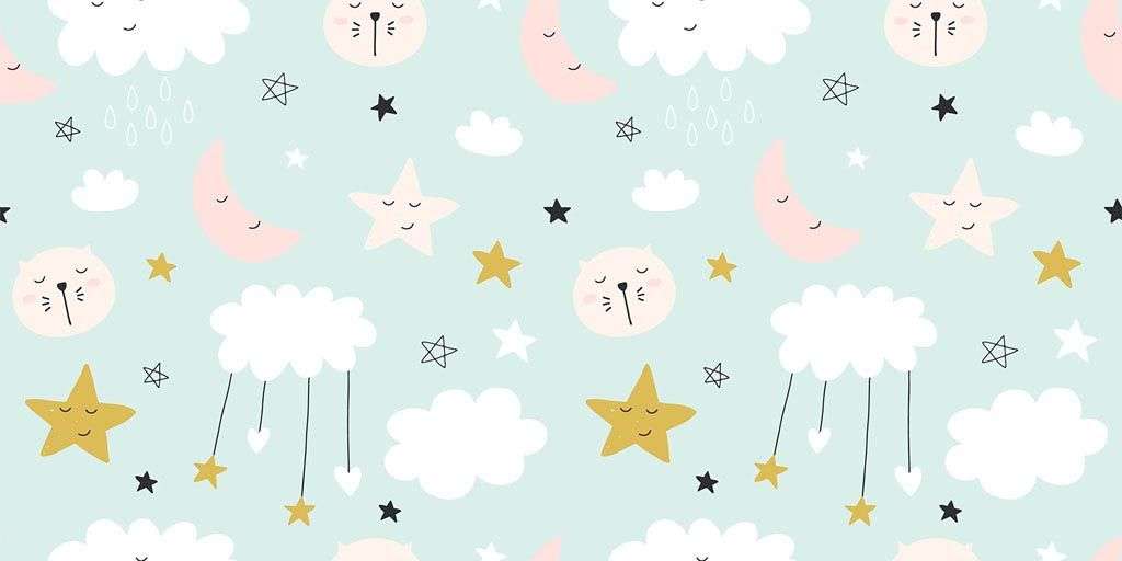 Фотообои в интерьере облака и звездочки  12-672 фото