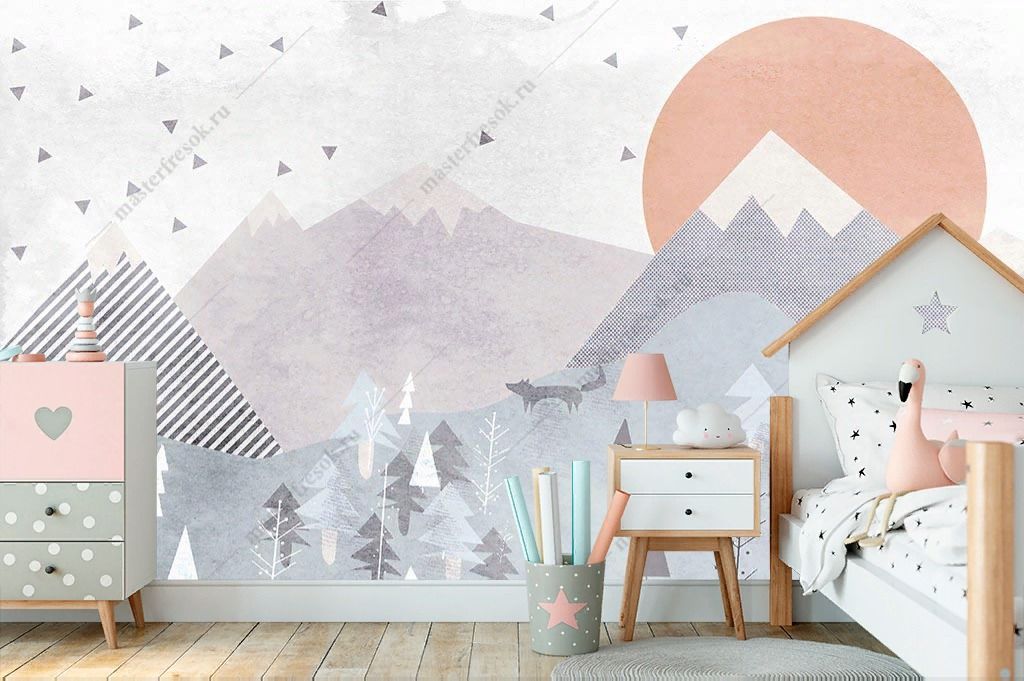 Фотообои Геометрический лес в горах  14-327