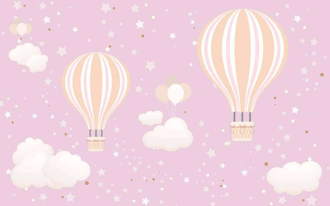 Фотообои в интерьере воздушные шары на розовом  12-425 фото