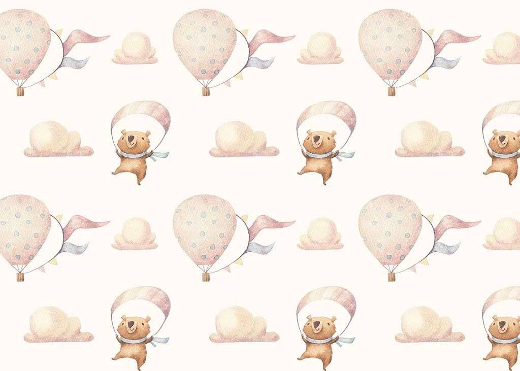 Фотообои в интерьере воздушные шары с мишками  12-726 фото