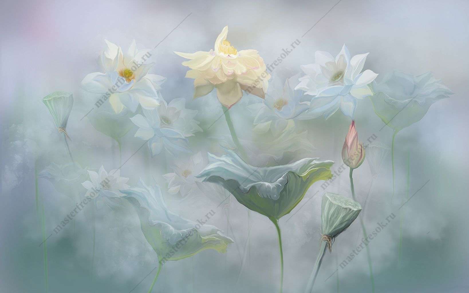 Фотообои в интерьере лотос кувшинка  13-391 фото