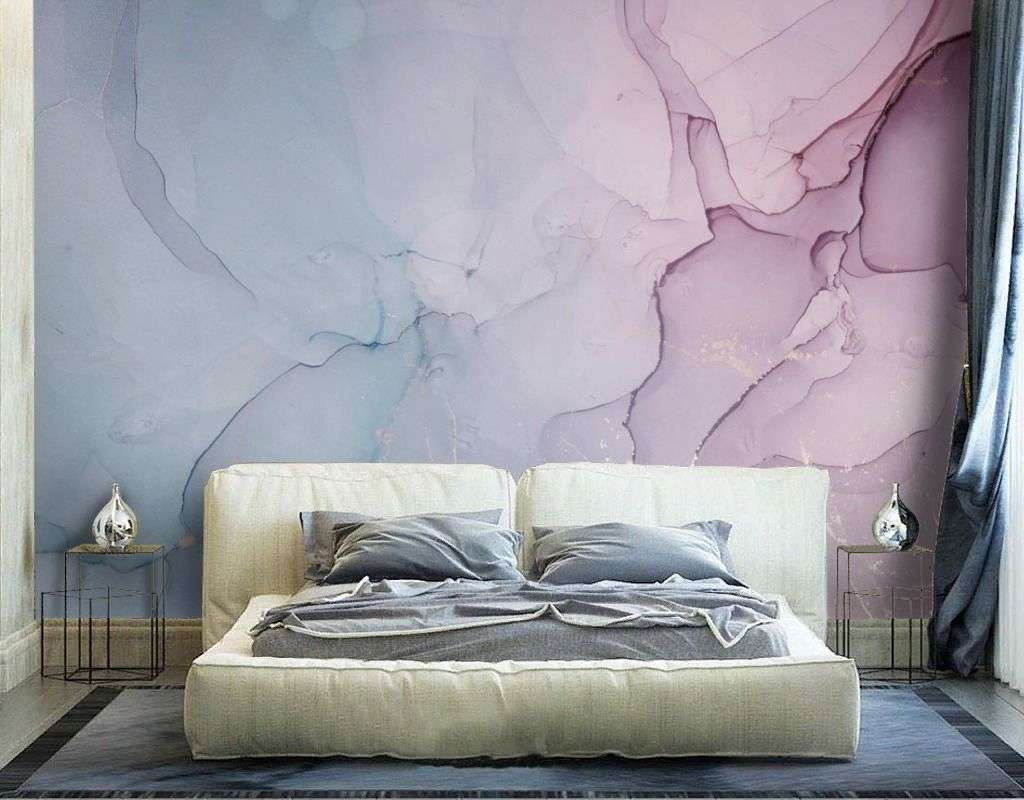 Фотообои в интерьере чернила голубой и розовый  9-2046 фото