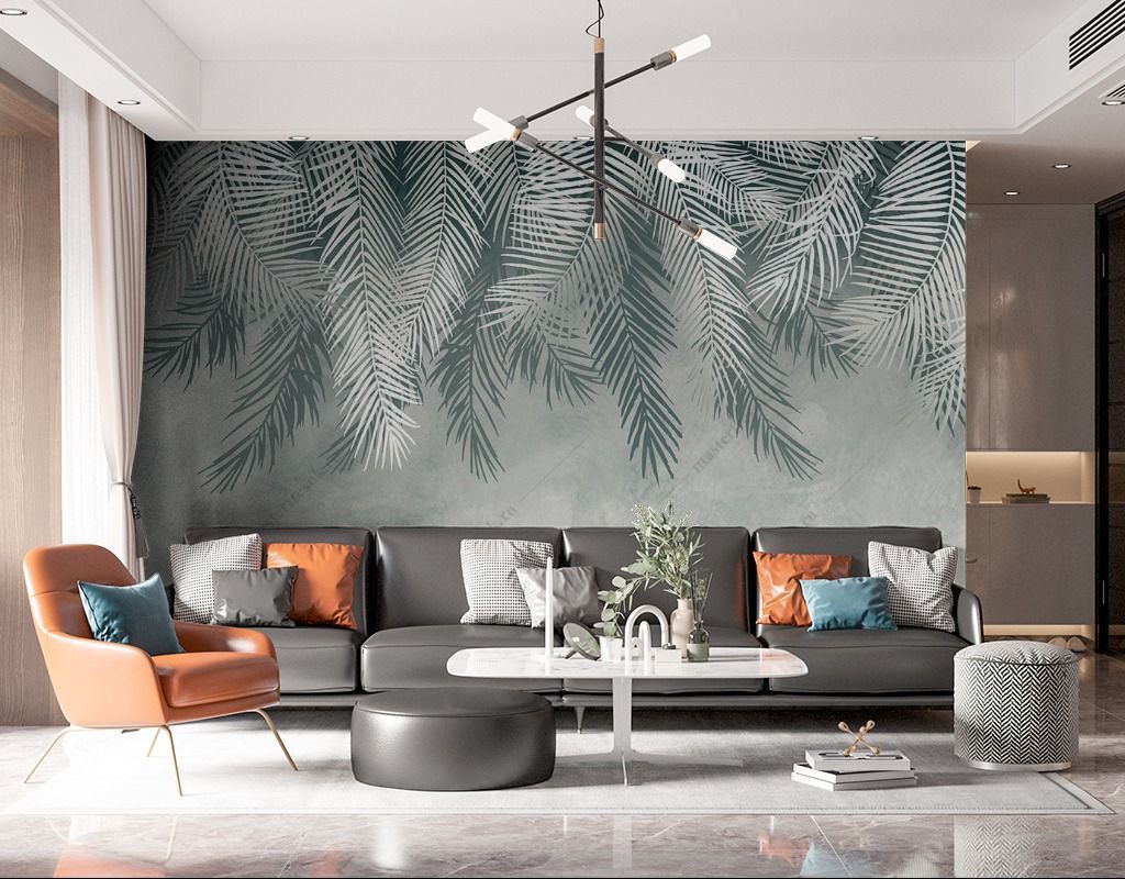 Фотообои Листья серые  9-1462