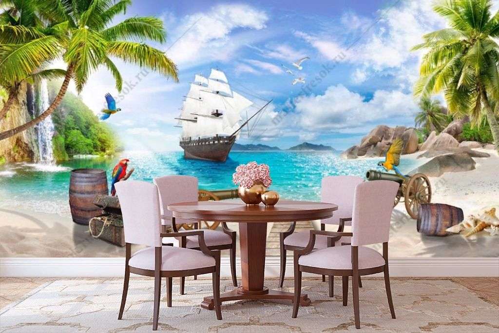 Фотообои в интерьере остров сокровищ  13-539 фото