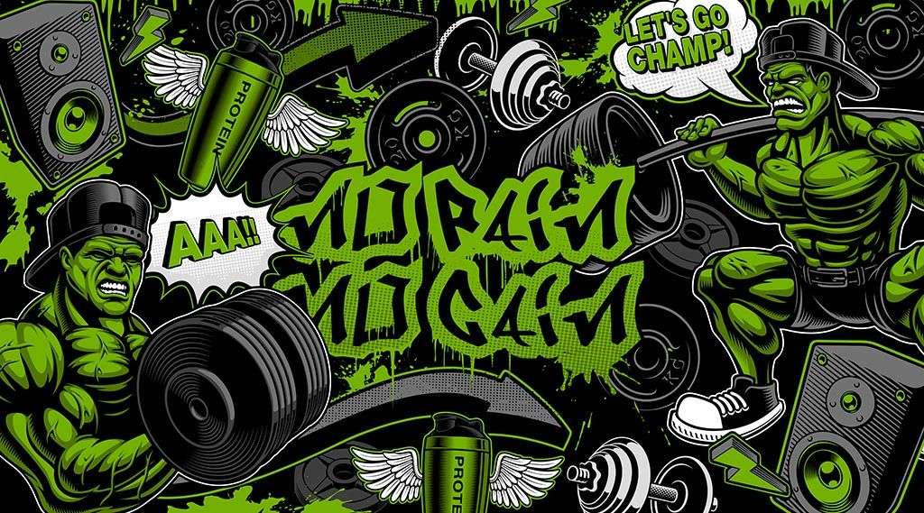 Фотообои в интерьере черно-зеленое граффити  12-1284 фото