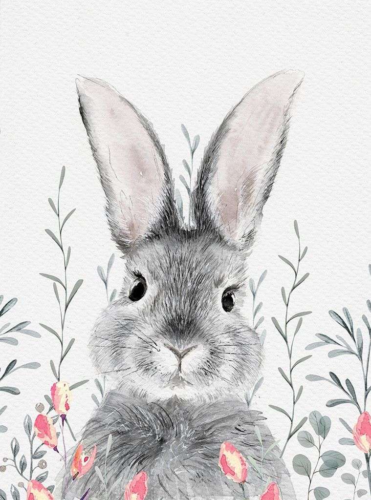 Фотообои в интерьере зайчик в цветах    14-770 фото