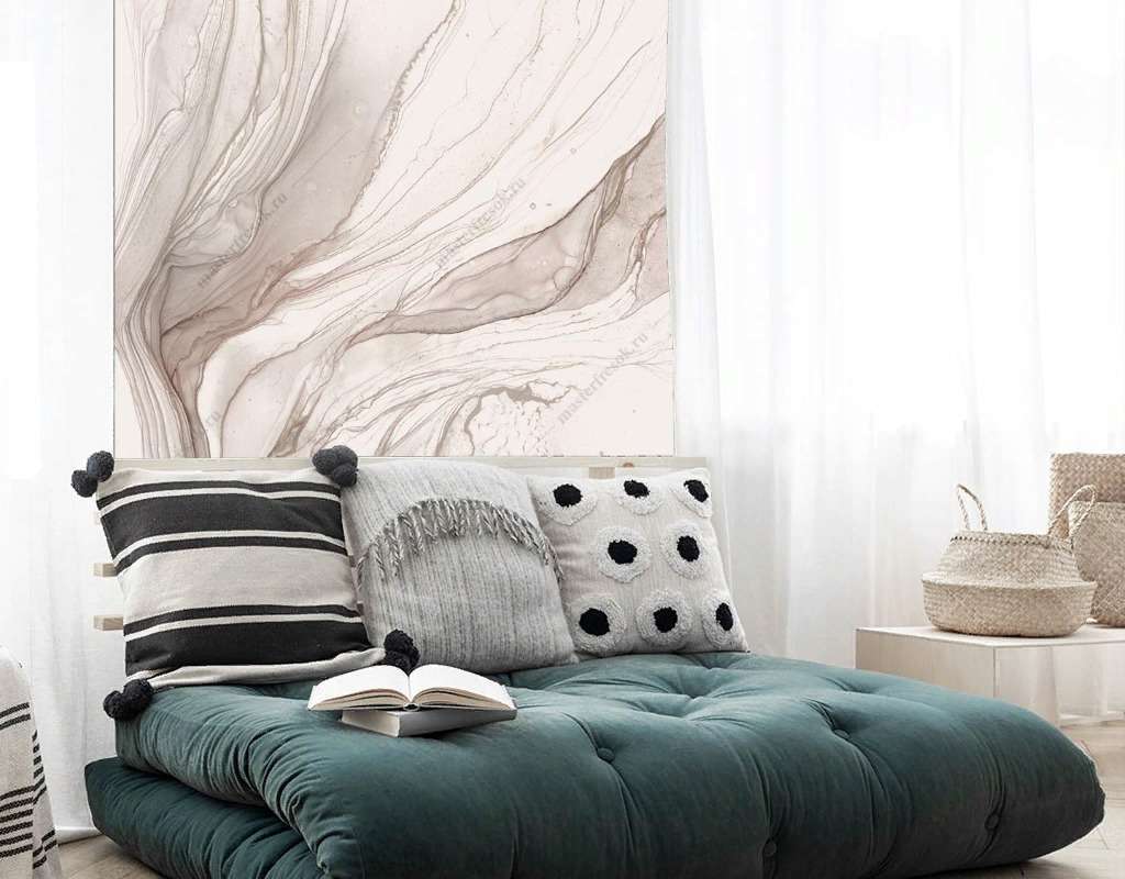 Фотообои Бесшовные обои на стену:  Флюид арт Слоновая кость. Артикул: 14-702  