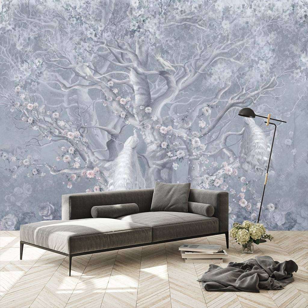 Фотообои в интерьере жар птицы на волшебном дереве  13-093 фото