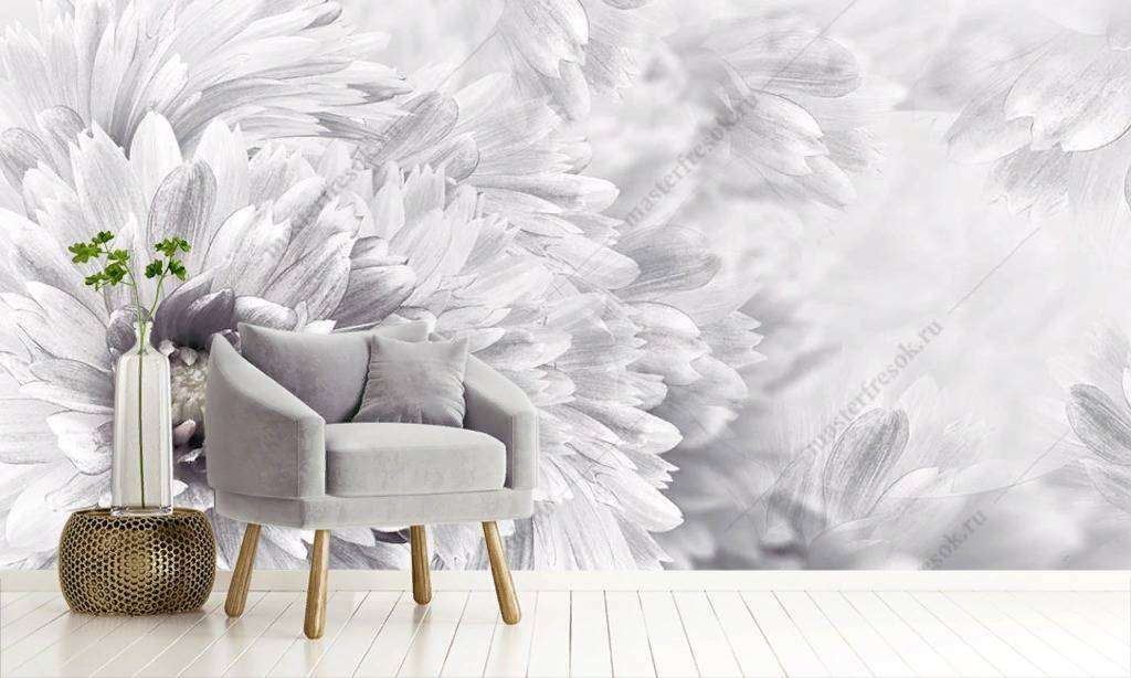 Фотообои в интерьере хризантема  10-865 фото