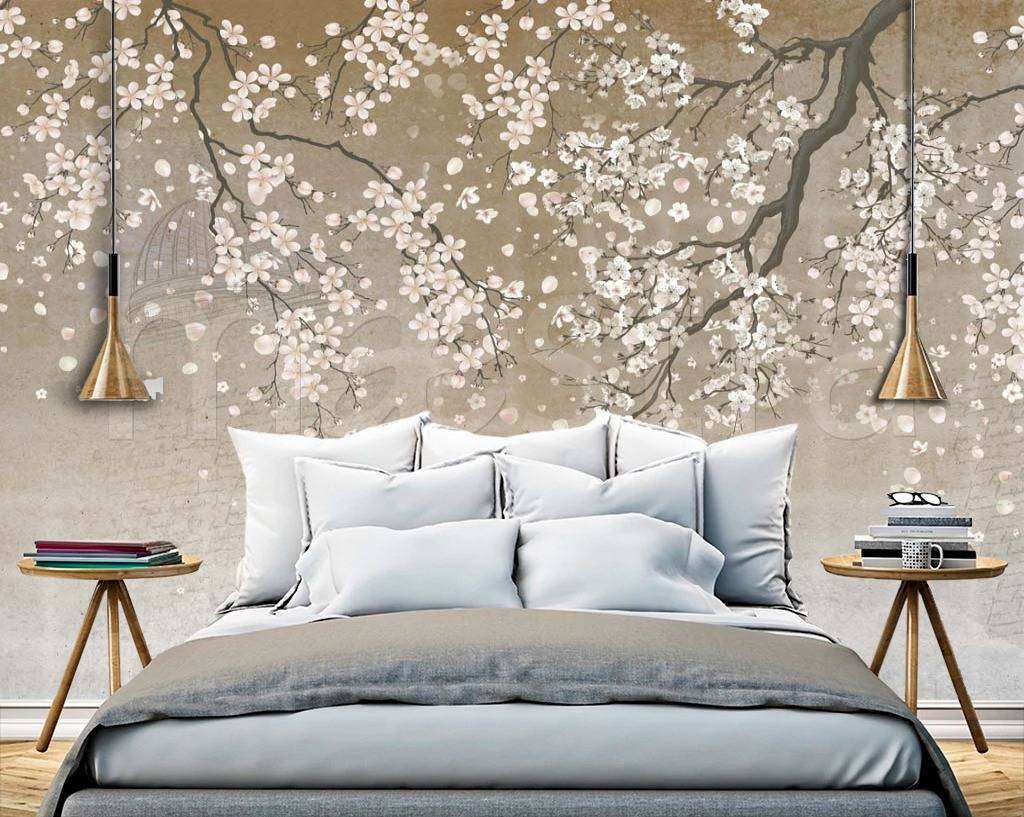 Фотообои в интерьере японская вишня в цвету  7-793 фото