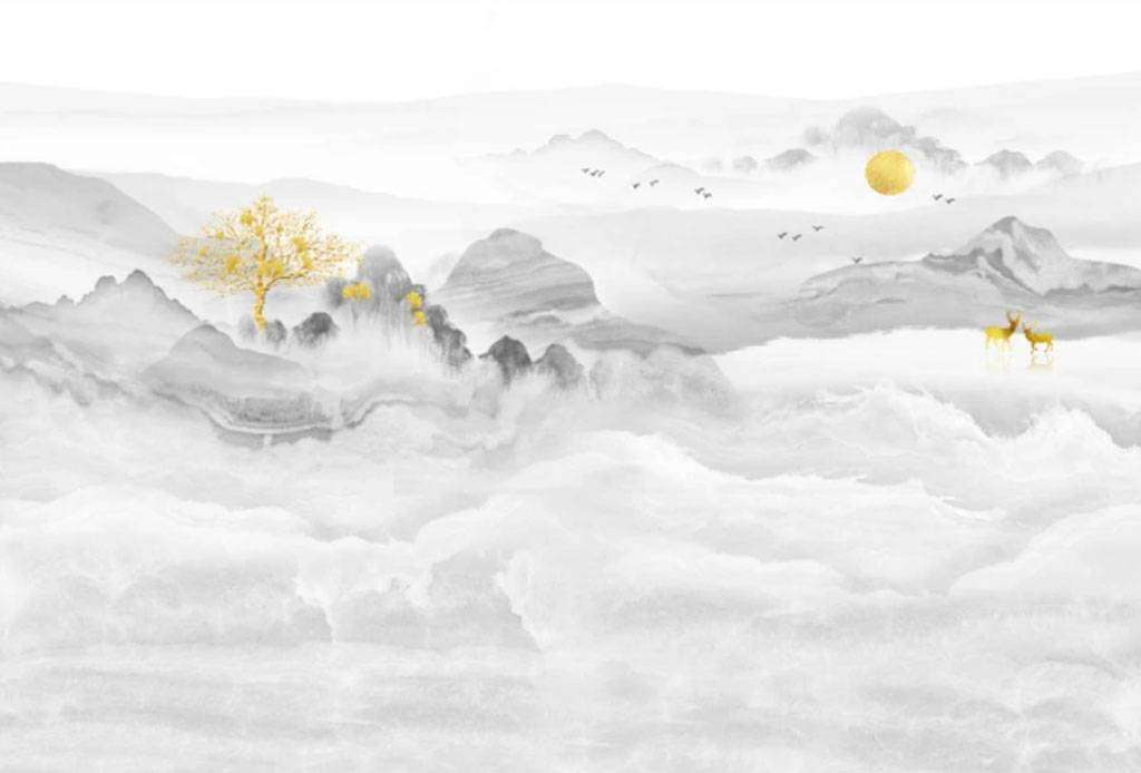 Фотообои в интерьере золотое дерево  15-671 фото