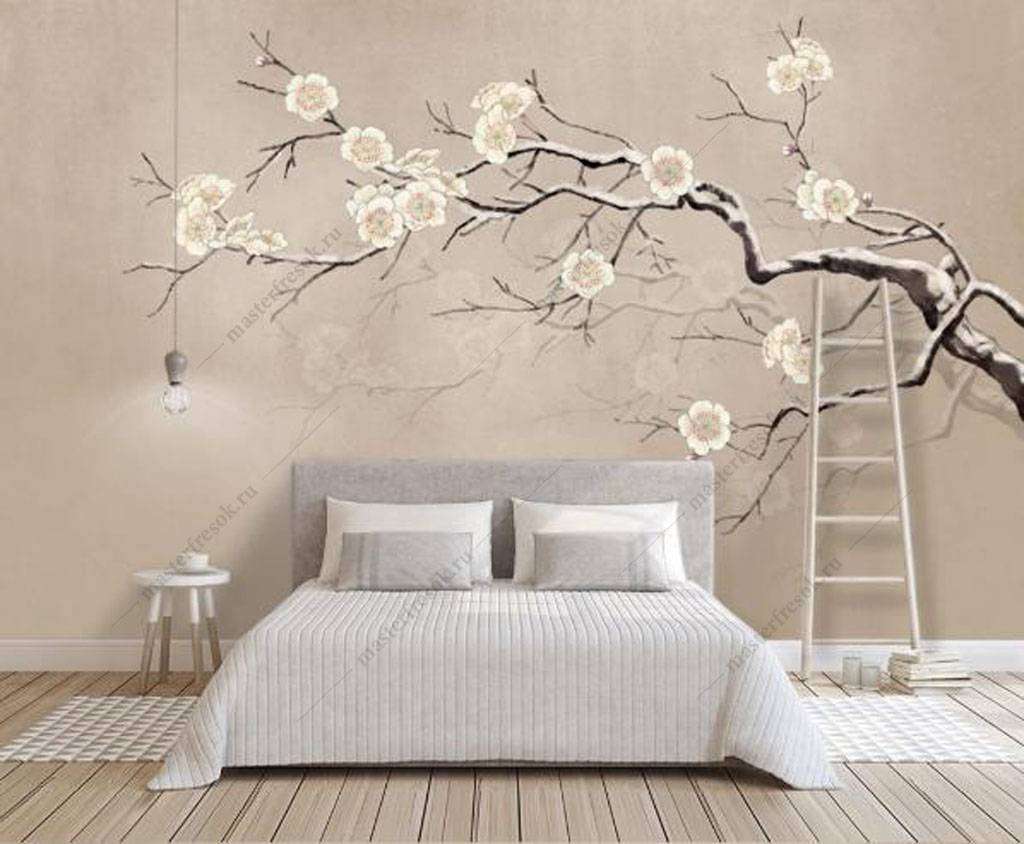 Фотообои в интерьере японская живопись  15-927 фото