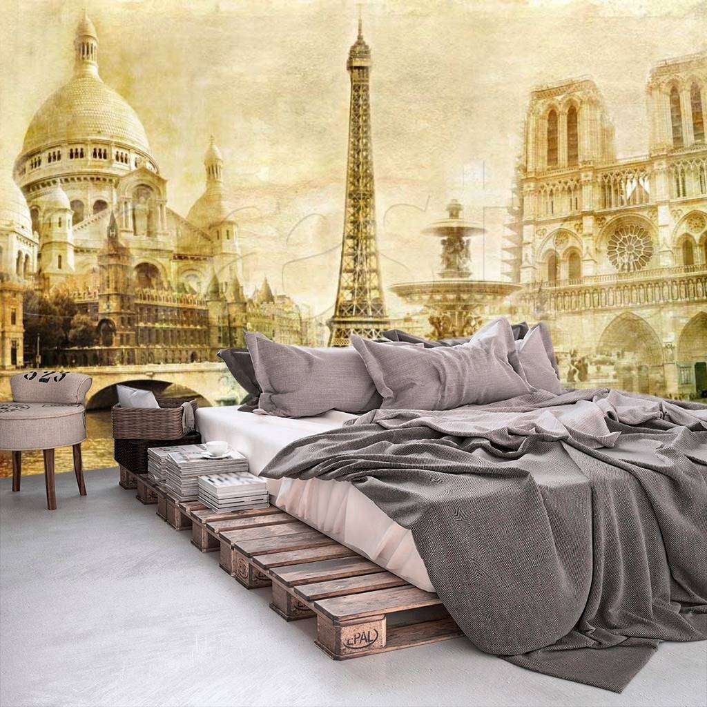 Фотообои в интерьере коллаж париж  11-032 фото