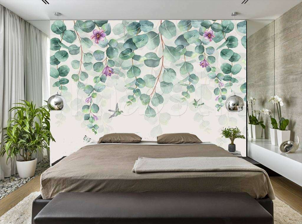 Фотообои в интерьере веточки зеленые сверху  15-521 фото