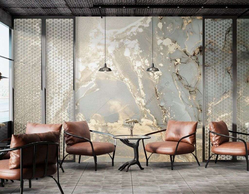 Фотообои в интерьере мрамор с золотыми прожилками  9-1777 фото