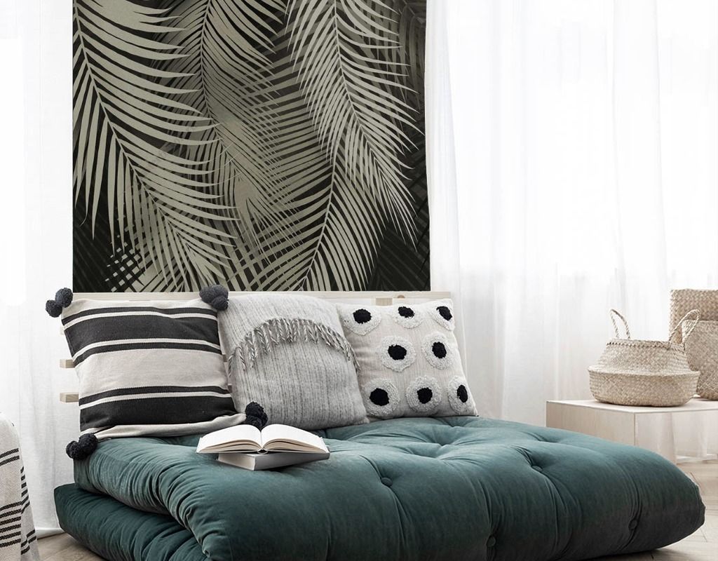 Фотообои Пальмовые листья. Чёрный фон   14-721