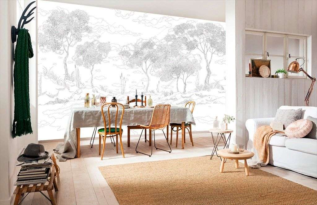 Фотообои в интерьере эскиз пейзажа  14-624 фото