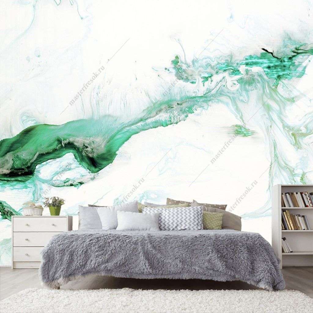 Фотообои в интерьере зеленый флюид арт  9-1419 фото