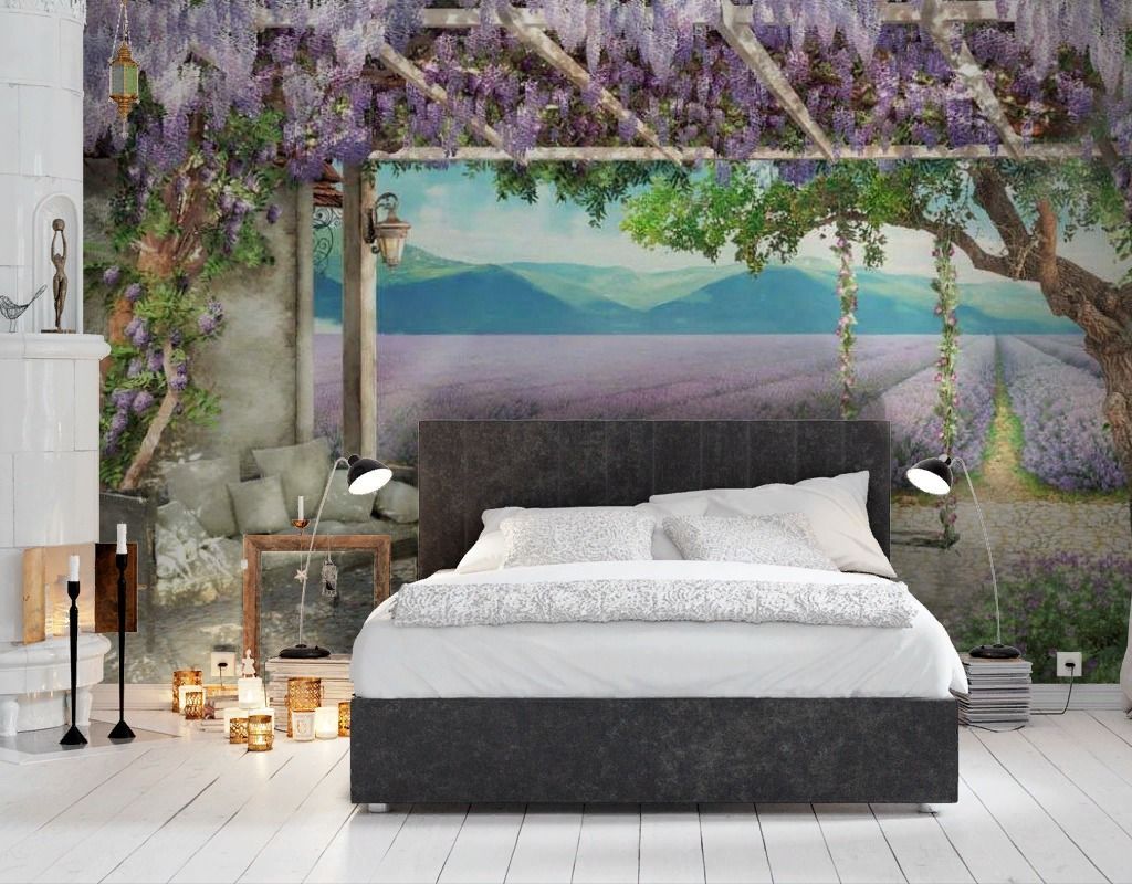 Фотообои Арка с качелями и лаванда  17-2053