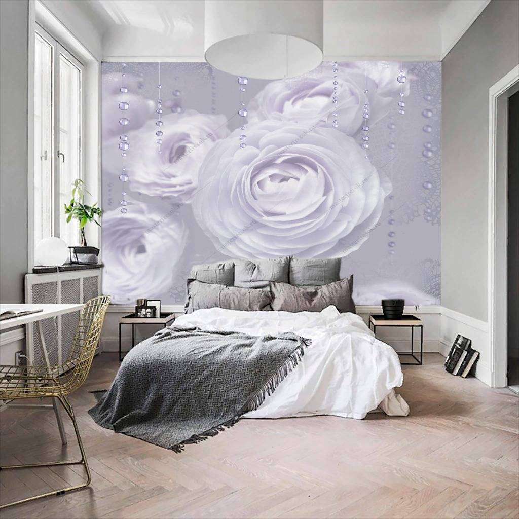 Фотообои в интерьере нежные розы  10-748 фото