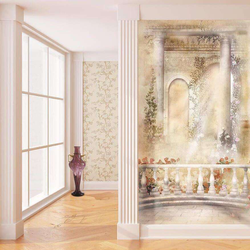 Фотообои в интерьере сказочная абстракция цветов и парка  11-094 фото