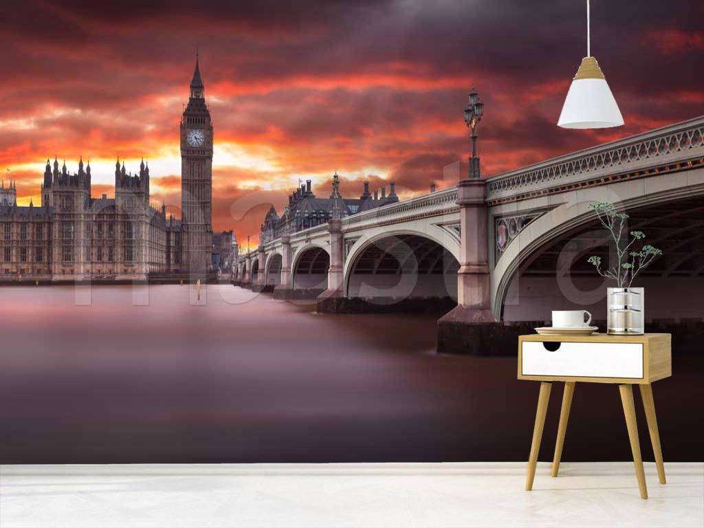 Фотообои в интерьере лондон на фоне заката  9-454 фото