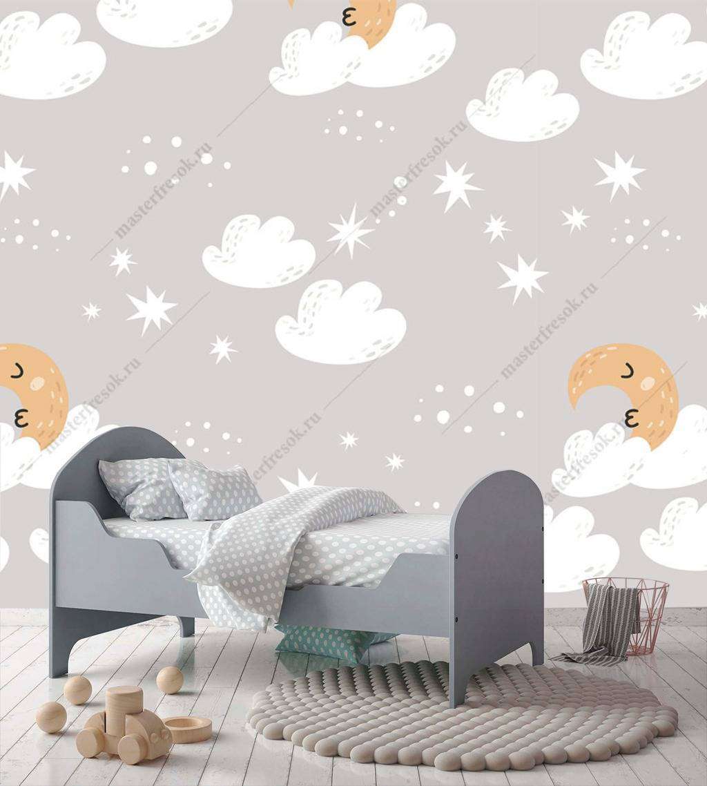 Фотообои в интерьере облака на сером небе  12-752 фото