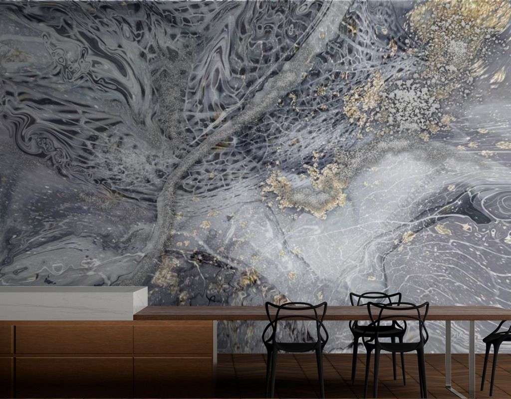 Фотообои в интерьере флюид черное золото  13-459 фото