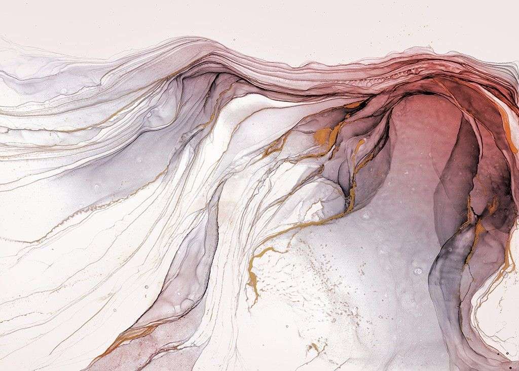 Фотообои в интерьере флюид арт пурпурно-красный   14-709 фото