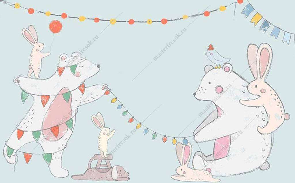 Фотообои в интерьере рождественские мишки  16-039 фото