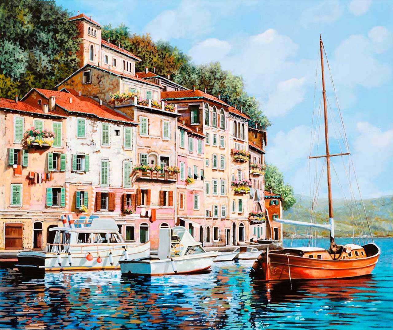 Фотообои в интерьере лодка в море  8-111 фото